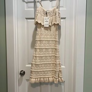 Zara Ruffle Knit Crochet Mini Dress
